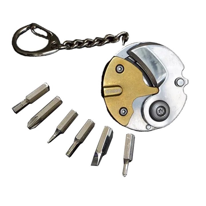 Cutit mini breloc multifunctional surubelnite din otel inoxidabil cutit pliabil, galben