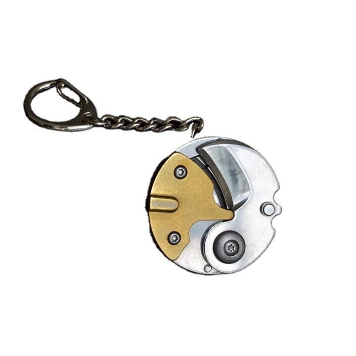 Cutit mini breloc multifunctional surubelnite din otel inoxidabil cutit pliabil, galben