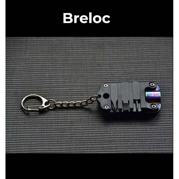 Briceag Pliabil Multifunctional, Tip Breloc, 3 Surubelnite, Negru