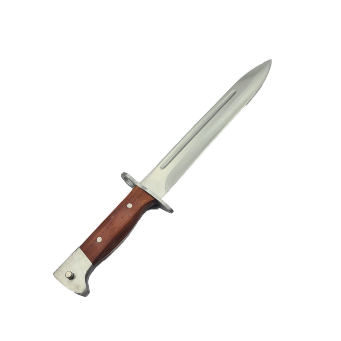 Cutit Stil Baioneta, Sistem Prindere Pentru Pusca, Inox, Maner Lemn, Husa, 35 cm