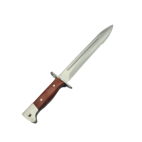 Cutit Stil Baioneta, Sistem Prindere Pentru Pusca, Inox, Maner Lemn, Husa, 35 cm
