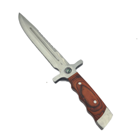 Cutit cu Busola, Maner Lemn, Husa Piele, Otel Inoxidabil, 37 cm