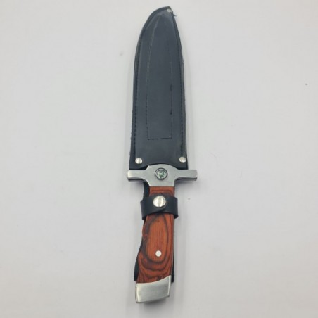 Cutit cu Busola, Maner Lemn, Husa Piele, Otel Inoxidabil, 37 cm