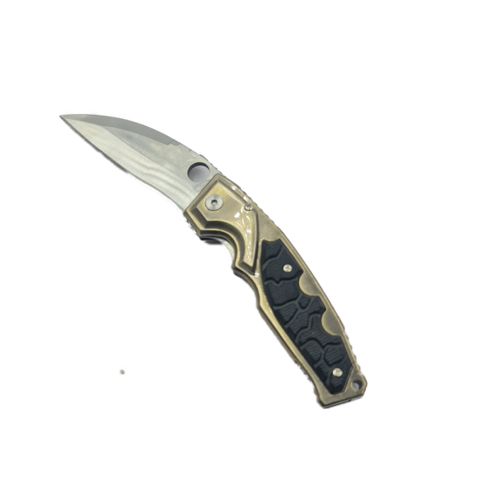 Briceag Curbat cu Deschidere Manuala, Maner Anti Alunecare, Agatatoare, 19 cm, Auriu
