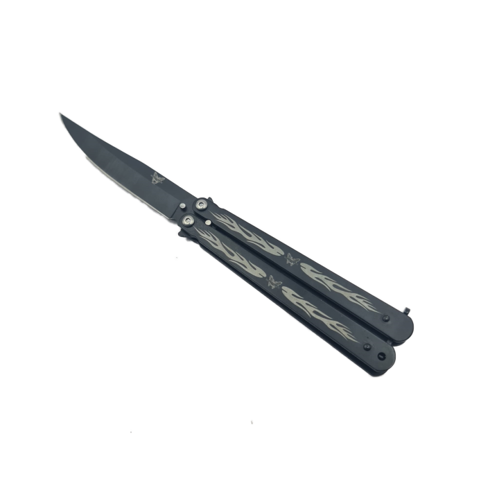 Cutit Fluture cu Tais, Model Flacara, 21 cm, Negru