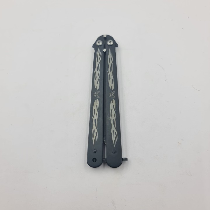 Cutit Fluture cu Tais, Model Flacara, 21 cm, Negru