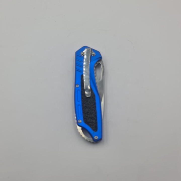 Briceag cu Deschidere Manuala, Maner Anti Alunecare, Prindere Curea, Agatatoare, 20 cm, Albastru