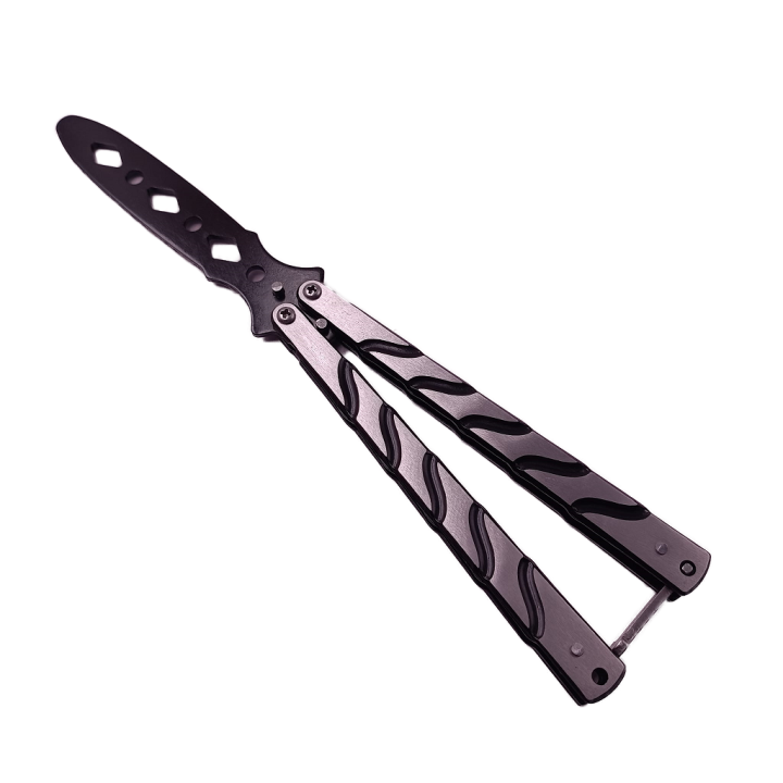 Cutit Fluture Pentru Antrenament, Deschidere Manuala, Otel, 22 cm, Argintiu/Negru