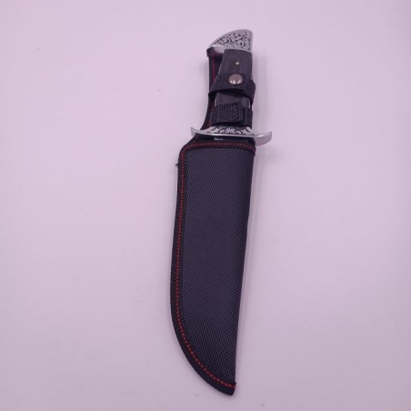 Cutit Vanatoare din Otel, Maner Lemn si Metal, Husa Material Textil,  31 cm, Dalimag