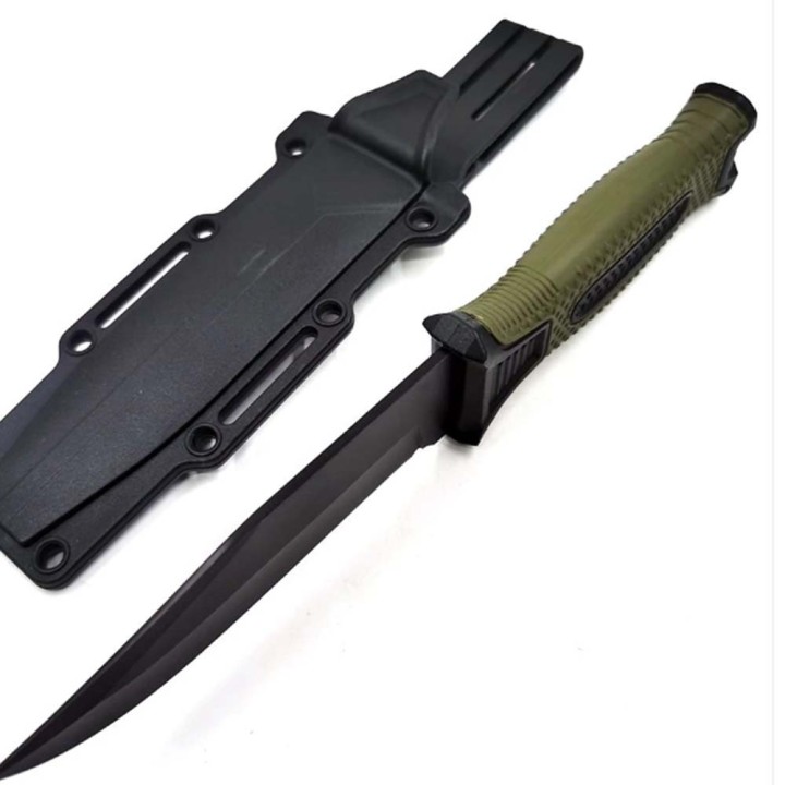 Cutit Vanatoare In Teaca, cu Maner Verde Antialunecare, Dispozitiv Spart Geam, 25 cm, Dalimag