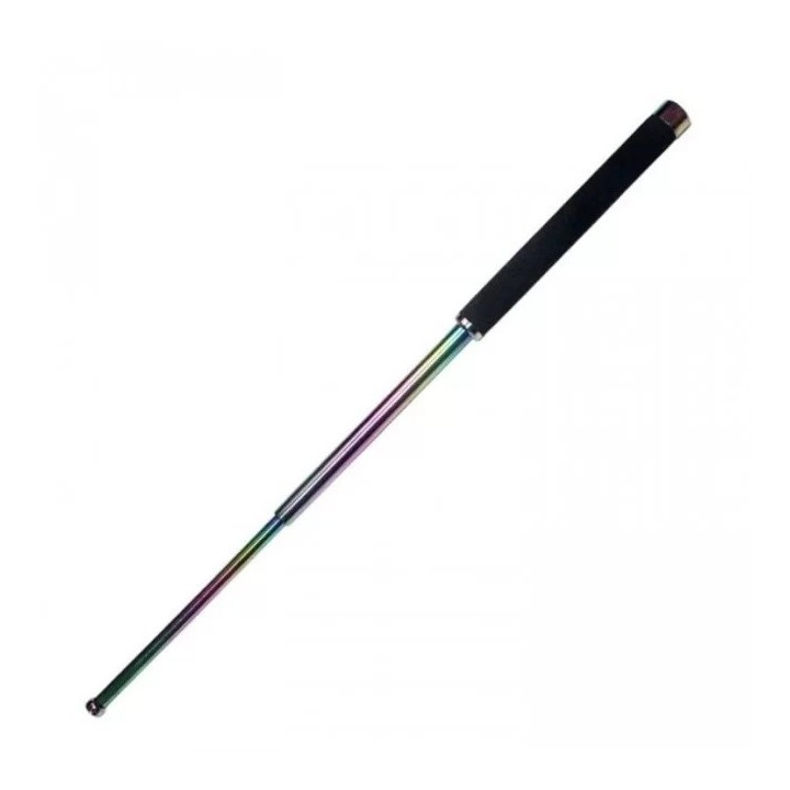 Baston telescopic din otel, fade, 64 cm, 3 sectiuni, husa, cutie, maner burete