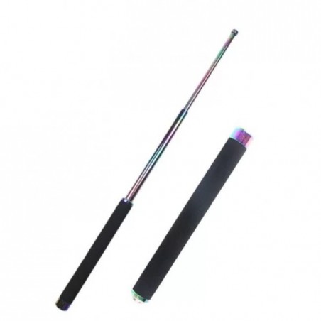 Baston telescopic din otel, fade, 64 cm, 3 sectiuni, husa, cutie, maner burete