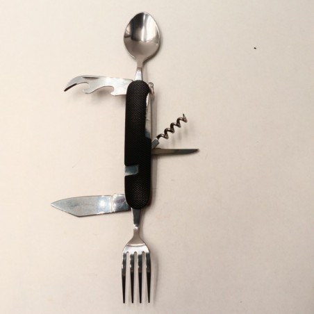 Cutit briceag detasabil, cu 6 functii lingura furculita, negru, 25 cm