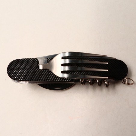 Cutit briceag detasabil, cu 6 functii lingura furculita, negru, 25 cm