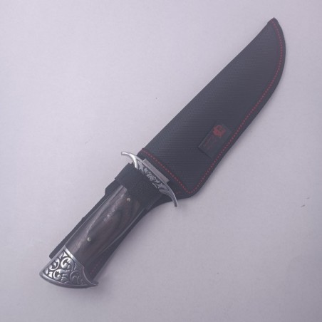 Cutit de Vanatoare cu Lama din Otel, Maner Lemn, Husa Textila, 31 cm