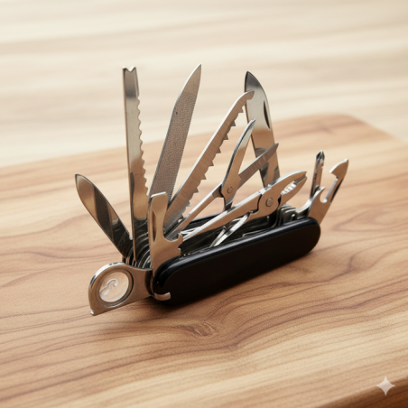 Briceag Multifunctional, 17 in 1, 90 x 30 mm, Otel Inoxidabil , Negru