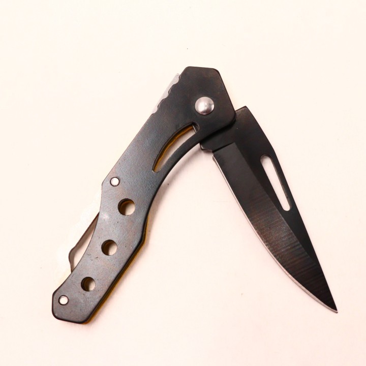 Briceag cu 3 Gauri din Otel Inoxidabil, Deschidere Manuala, 15 cm, albastru