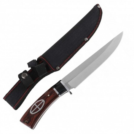 Cutit cu Maner Curbat Vanatoresc, 30 Cm, Model simbol 2025, Husa Material Textil, Pentru Camping, Lama din Otel