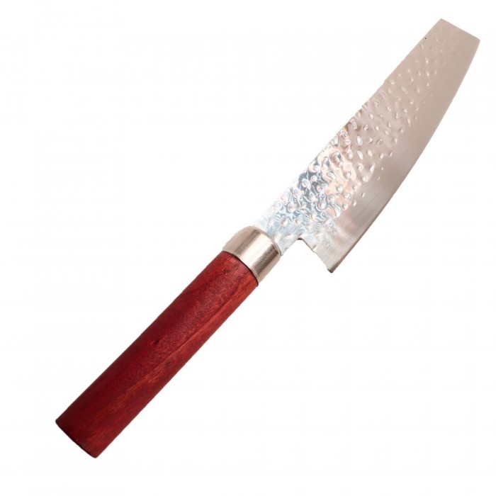 Cutit de Bucatarie cu Lama Din Otel, Model Punctat, Maner Din Lemn, 30 Cm