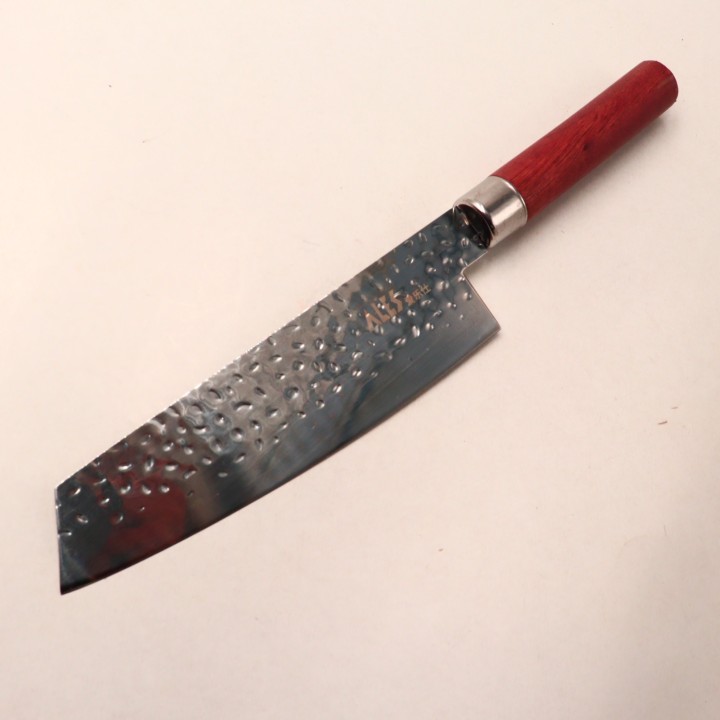 Cutit de Bucatarie cu Lama Din Otel, Model Punctat, Maner Din Lemn, 30 Cm