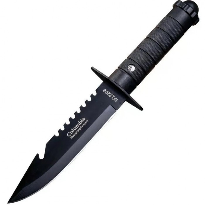 Cutit De Vanatoare, Pentru Camping, Husa De Piele Neagra, Prindere Curea, 28 cm