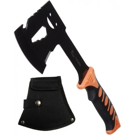 Topor Multifunctional Din Otel, Maner Portocaliu, Husa Negru, 28 cm