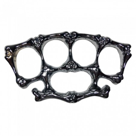 Pumnal tip box, din metal, rozeta autoaparare, model oase, negru