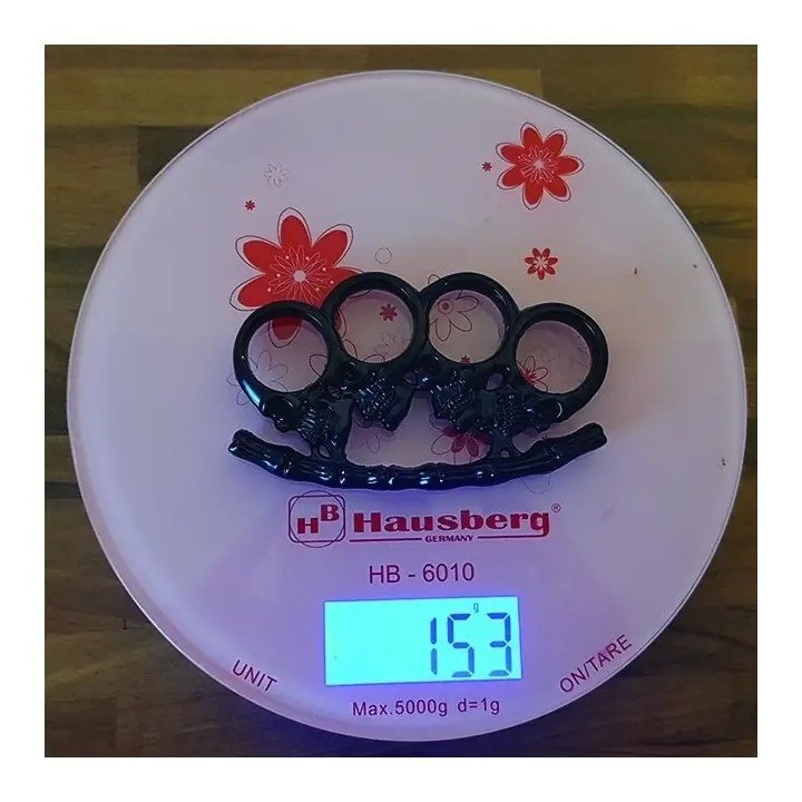 Pumnal tip box, rozeta autoaparare, cap de mort, 1 cm grosime, negru