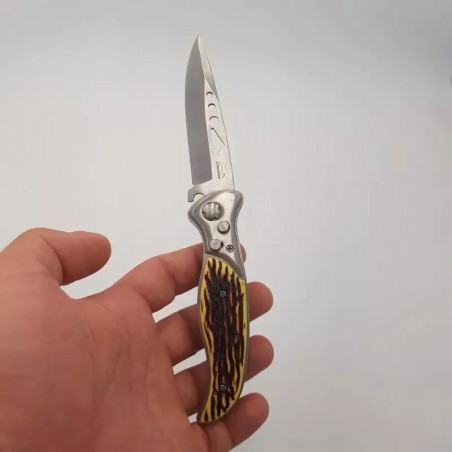 Cutit briceag buton, Dalimag, 20 cm, imitatie os, husa