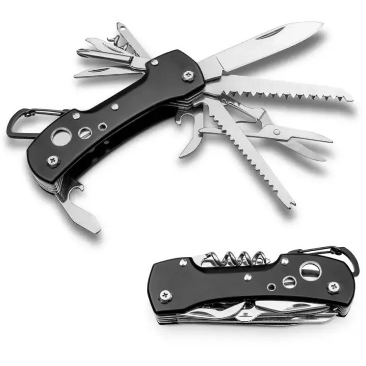 Briceag multifunctional, din otel inoxidabil si metal, 12 functii, Dalimag,  89 x 16 x 32 mm