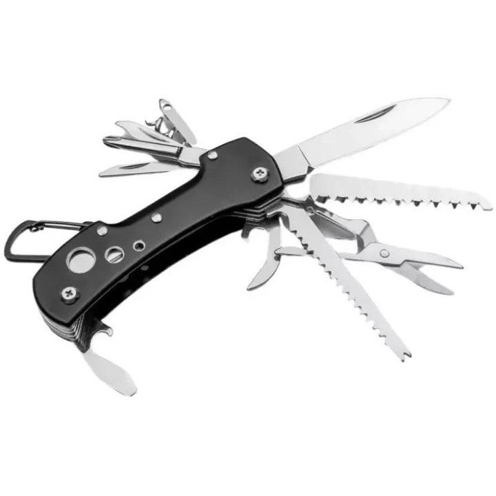 Briceag multifunctional, din otel inoxidabil si metal, 12 functii, Dalimag,  89 x 16 x 32 mm