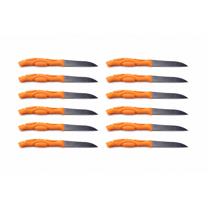 Set de 12 cutite cu Maner Ergonomic, Anti Alunecare, Lama Otel, 16 cm