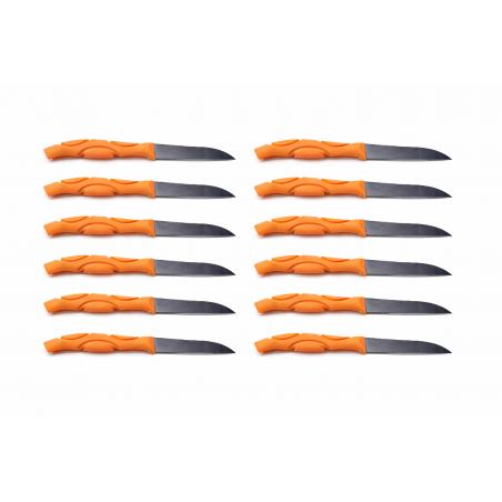 Set de 12 cutite cu Maner Ergonomic, Anti Alunecare, Lama Otel, 16 cm