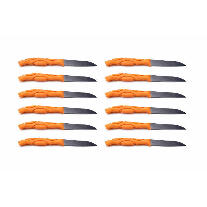 Set de 12 cutite cu Maner Ergonomic, Anti Alunecare, Lama Otel, 16 cm