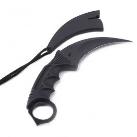 Cutit Karambit Lama Curbata cu Inel, Maner Ergonomic Antiderapant, Design Premium pentru Colectie, Negru 2