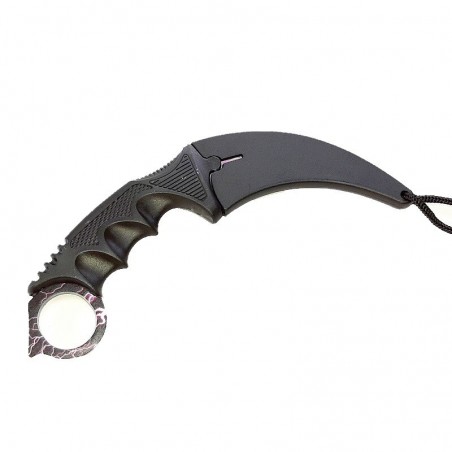 Cutit Karambit Model Lightning cu Lama Curbata, Maner Ergonomic cu Inel pentru Deget