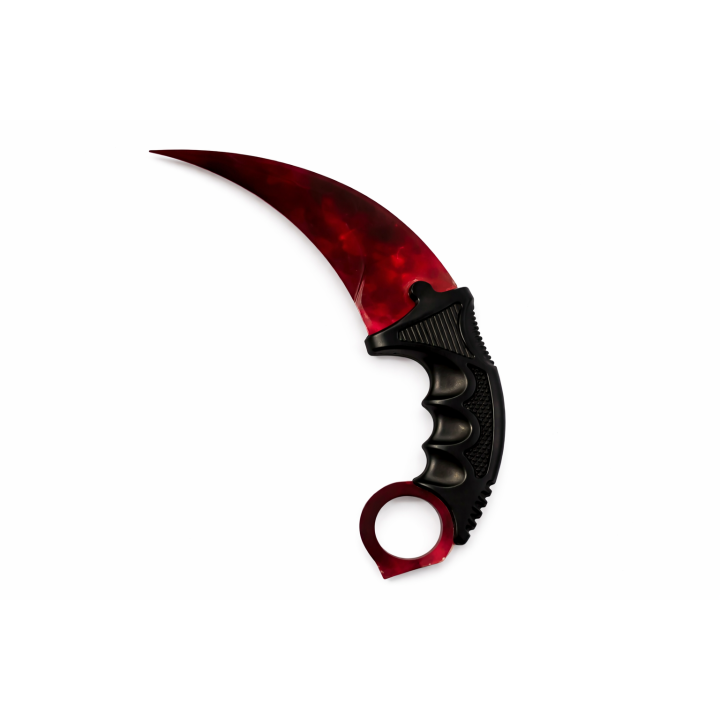Cutit Karambit Rosu Inchis cu Lama Curbata Model Marble, Maner Ergonomic Antiderapant cu Inel pentru Deget