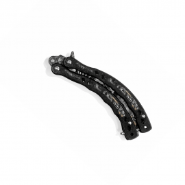 Cutit Sistem Fluture cu Design Craniu, Lama Decorativa Negru, Maner Metalic Negru, Ideal Colectie si Antrenament, 23 cm 2