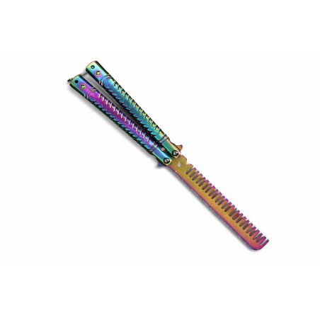 Pieptene Fluture Tip Balisong Fade cu grip agresiv, Antistres, Practica Trickuri
