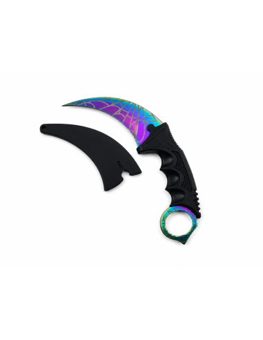 Cutit Karambit Fade cu Teaca, Model Panza de Paianjen, Cu Tais Curbat