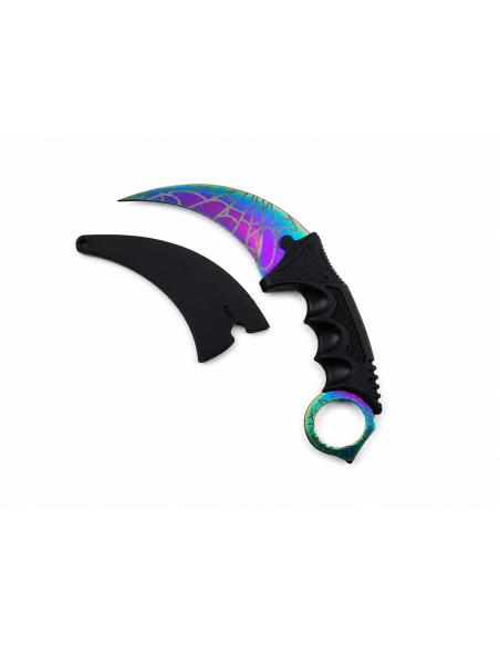 Cutit Karambit Fade cu Teaca, Model Panza de Paianjen, Cu Tais Curbat
