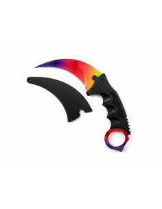 Cutit Karambit Curcubeu cu Tais Curbat, Model Rainbow Fade, Include Husa de Protectie
