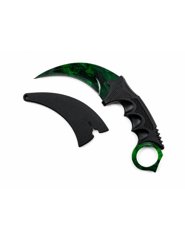 Cutit Karambit Verde Emerald cu Teaca, Model Cu Tais Decorativ Verde-Negru
