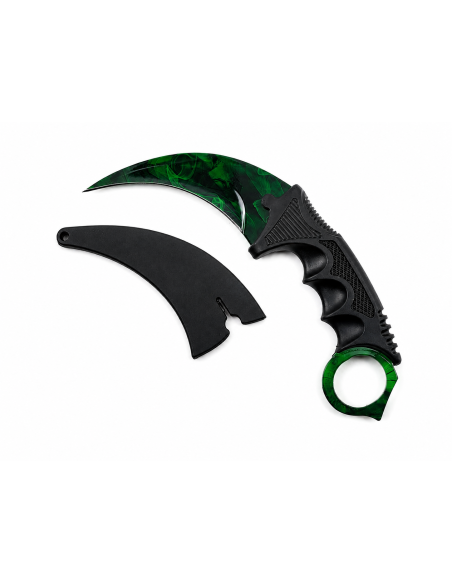 Cutit Karambit Verde Emerald cu Teaca, Model Cu Tais Decorativ Verde-Negru