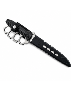 Cuțit 35 cm cu Mâner Tip Box, Lamă Neagră cu Două Tăișuri, Mâner Texturat și Husă Inclusă, Negru/Argintiu 2